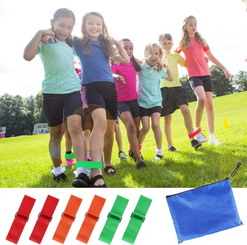 Miniatura 4 de Hooqict 6 bandas de carreras de 3 patas para niños y adultos, cumpleaños, carnaval, fiesta, día de campo, al aire libre, relevo de tres patas
