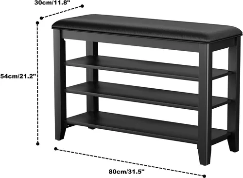 Miniatura 2 de Banco de almacenamiento de zapatos de entrada con cojín de cuero, banco organizador de zapatos para entrada, ideal para pasillos, puertas