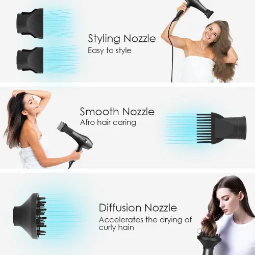 Miniatura 6 de Faszin Ionic Salon - Secador de pelo profesional, motor de corriente alterna, secado rápido con 2 velocidades, 3 ajustes de calor, botón frío