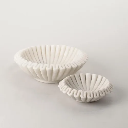 Miniatura 5 de Marble Ruffle Bowl Decorative Marble Scallop Bowl Flower Bowl Fruit Bowl Ruffled Marble Bowl Jewelry Dish Christmas Gift Decorative Bowl (9 inch)