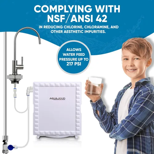 Miniatura 3 de Sistema de filtro de agua delgado sin tanque para debajo de la encimera, filtración de 5 etapas que elimina el olor y el cloro, incluye grifo