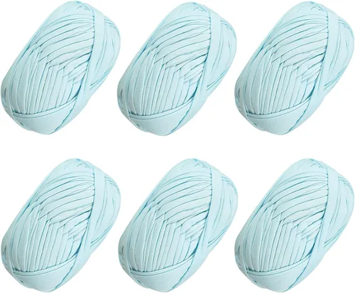 Miniatura 18 de 2 piezas de tela elástica para camisetas, hilo de crochet para tejer DIY, hilo de punto grueso tipo espagueti para proyectos de bolsos, mantas