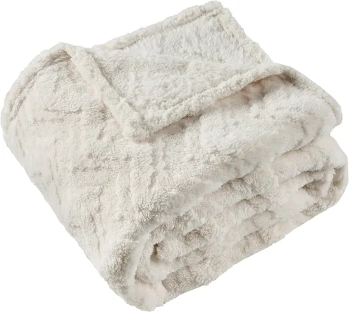 Miniatura 13 de Manta de Tiro de Piel Sintética Color Hueso para Sofá, Manta Suave y Esponjosa de Burbujas para Cama y Sofá, Manta Gruesa y Cálida de Felpa Difusa
