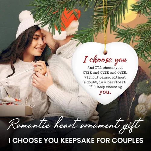 Miniatura 7 de TEEZWONDER Regalos de Navidad para parejas para él y ella, adornos de Navidad de cerámica 2025 para decoraciones de árboles, regalos de aniversario
