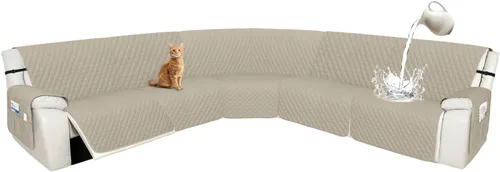 Miniatura 53 de Arfntevss Fundas de sofá modular reclinable, 100% impermeable, en forma de L, para sillón reclinable en forma de L, funda seccional lavable