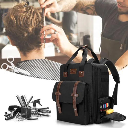 Miniatura 9 de BAFASO Estuche de Barbero de Gran Capacidad, Bolsa de Peluquería de Viaje que Contiene Varias Herramientas de Corte de Cabello (Solo Bolsa), Negro