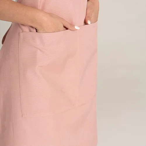 Miniatura 7 de TOSHE Delantal de cocina de algodón resistente a las gotas de agua con delantales ajustables para mujer con bolsillos, 10 opciones de color, Rosa