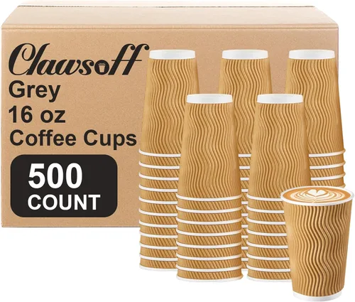 Miniatura 10 de Clawsoff Paquete de 150 tazas de café de 8 onzas, desechables, corrugado, aisladas, onduladas, de papel de pared, tazas de café de 8 onzas