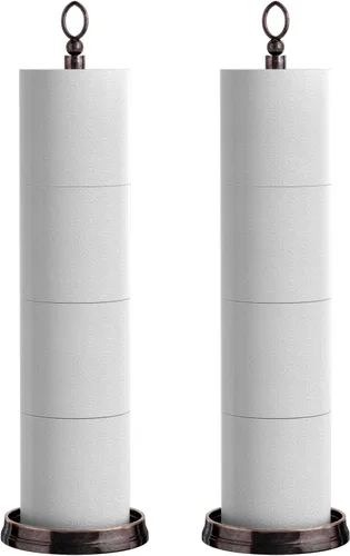 Miniatura 8 de ROLABAM Soporte de papel higiénico pesado (con función de reserva) de pie, soporte de almacenamiento de rollos de papel higiénico de repuesto