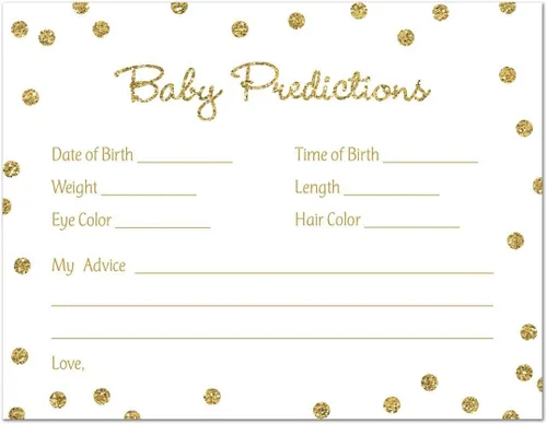 Miniatura 3 de 48 Cnt Gold Glitter Graphic Dots Tarjetas de predicción para bebés - Blanco