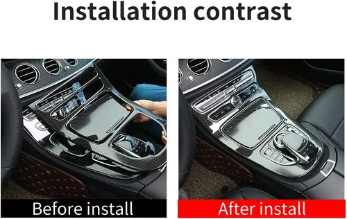 Miniatura 2 de YIWANG Fibra de carbono ABS consola panel de engranajes marco marco ajuste 2 unids para Mercedes Benz Clase E W213 2016-2019 Accesorios de coche