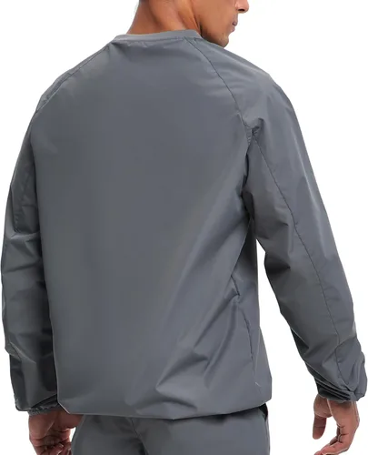 Miniatura 4 de HOTSUIT Traje de sauna para hombre, traje de sudor, chaqueta de entrenamiento duradera para gimnasio B. Chaqueta gris solamente