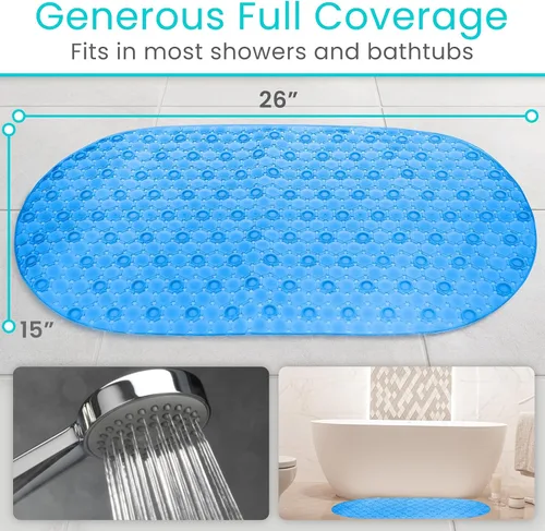 Miniatura 5 de Vive Tapete ovalado para bañera, almohadilla antideslizante para el suelo de la ducha, antideslizante y antideslizante para bañera con fuerte agarre