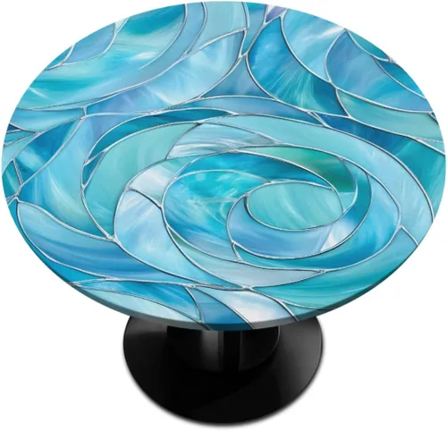 Miniatura 72 de Mantel redondo ajustable de playa de madera de verano con diseño de estrella de mar y borde elástico (se adapta a mesas de 40 a 44 pulgadas)