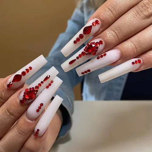 Miniatura 10 de Juego de manicura de uñas francesas acrílicas, reutilizable, 12 tamaños, kit de 24 uñas