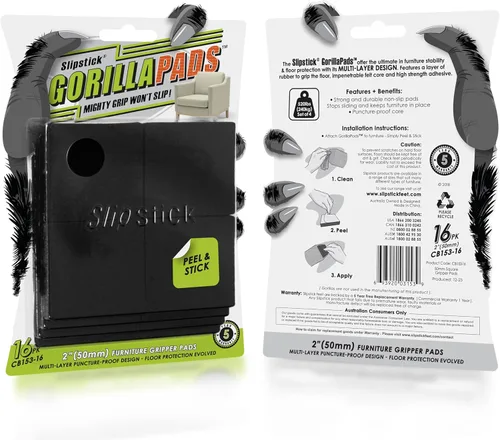 Miniatura 4 de Slipstick GorillaPads - Almohadillas antideslizantes para muebles/pies agarradores, protectores de piso de goma autoadhesivos (juego de 16 unidades)