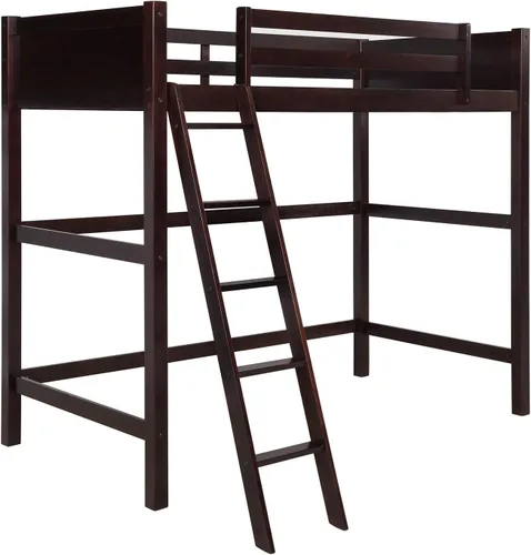 Miniatura 5 de Harper & Bright Designs Cama tipo loft de tamaño individual con escalera, marco de cama loft de madera para niños, adolescentes y adultos (expreso)