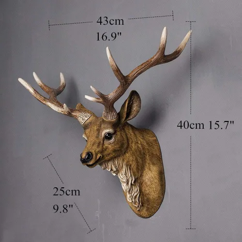 Miniatura 4 de RTGGSEL Adorno de pared retro de ciervo sintético para montaje en pared, diseño de taxidermia de resina, adorno de cabeza de animal falsa