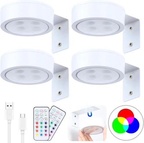 Miniatura 12 de Paquete de 2 luces inalámbricas para cuadros de pared, luz para cuadros recargable que funciona con batería con control remoto, luz regulable