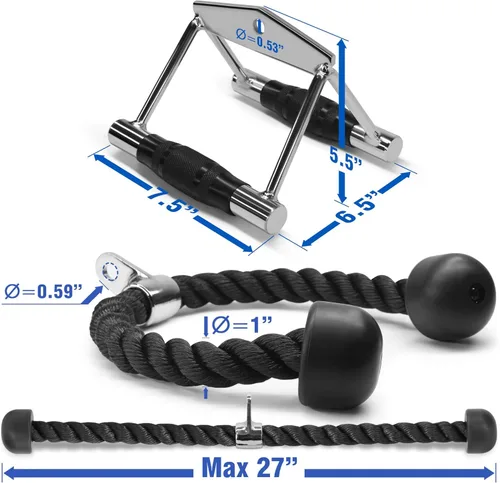 Miniatura 2 de Yes4All Juego de accesorios para máquina de cable de prensa de tríceps, accesorio desplegable LAT, accesorios de máquina de cable para gimnasio