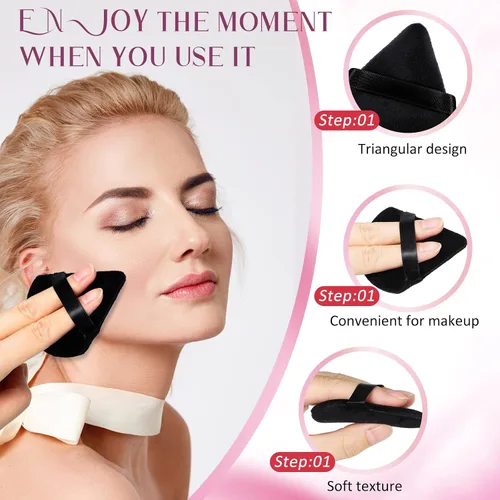 Miniatura 4 de Meanplan 90 esponjas de maquillaje con forma de triángulo suave, con correa, licuadoras y esponjas de maquillaje, base cosmética, herramienta