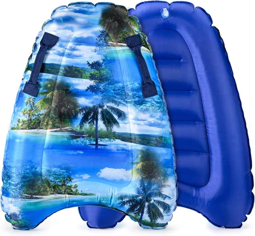 Miniatura 8 de Tablas de Boogie Inflables para Juguetes de Viaje en la Playa, 30" Tabla de Surf Corporal con Deslizamiento de Lona para Parque Acuático con Asas