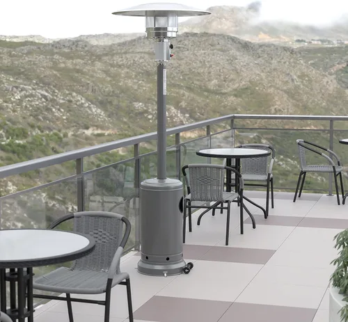 Miniatura 2 de Flash Furniture Sol Patio - Calentador de propano de acero inoxidable negro de 40,000 BTU con ruedas para uso comercial y residencial, 7.5 pies