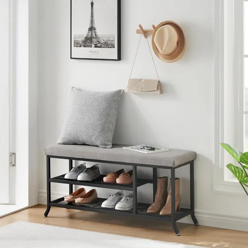 Miniatura 7 de IDEALHOUSE Nuevo banco de zapatos 2024 – Banco de almacenamiento de zapatos de 2 niveles para entrada, organizador de almacenamiento con cojín