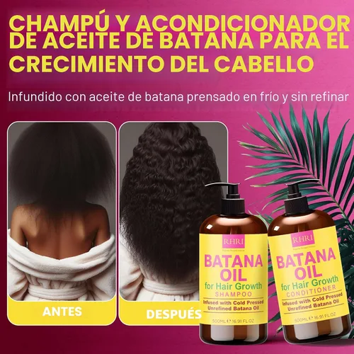 Miniatura 9 de Juego de champú y acondicionador de aceite Batana Aceite de batana orgánico crudo para el crecimiento del cabello Tratamiento aclarante