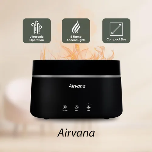 Miniatura 7 de AquaFlame Humidificador ultrasónico (0.75 litros) - Humidificador con tecnología de vibración con difusor de aceite esencial - Diseño de mesa