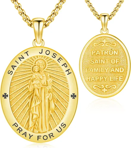 Miniatura 151 de Odinstone Collar de plata de ley 925 con medalla de San Miguel/San Cristóbal/San Benito/Crucifijo de Jesús/San Uriel/Arcángel Rafael para hombres