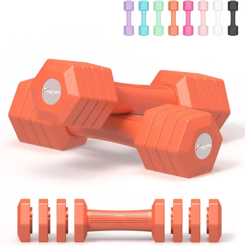Miniatura 11 de Juego de mancuernas ajustables, juego de pesas de mano 4 en 1 para mujeres y hombres, un par de mancuernas de 10 libras cada uno de 2 libras, 3 Azul