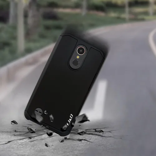 Miniatura 7 de J&D Funda híbrida resistente a prueba de golpes de doble capa para LG K20 V/K20 Plus/Harmony/K10 2017/V5/Grace, cubierta protectora resistente, negro