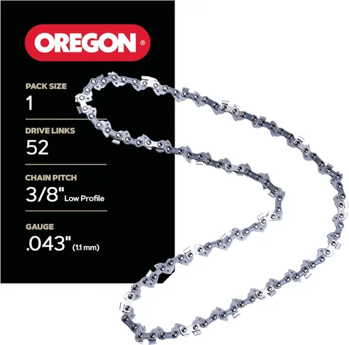 Cadena de motosierra Oregon R52 AdvanceCut para barra de 14 pulgadas - 52 eslabones de transmisión – cadena de bajo retroceso para Husqvarna, Echo,