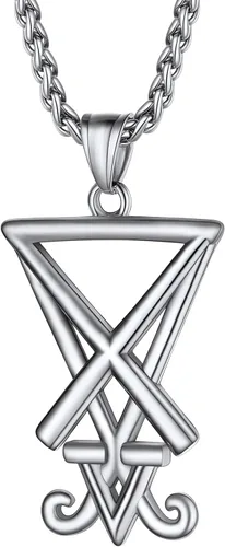 Miniatura 53 de PROSTEEL Satanic Jewelry Upside Down Cross Necklace for Men Women, 316L Stainless Steel/925 Sterling Silver Inverted Cross/Leviathan Cross Pendant