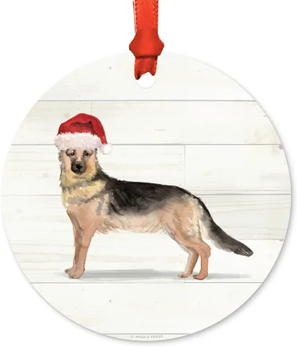 Miniatura 35 de Andaz Press Adorno de Navidad de metal personalizado para perro, perro y mascota, cocker spaniel con sombrero de Papá Noel, 1 paquete, incluye cinta