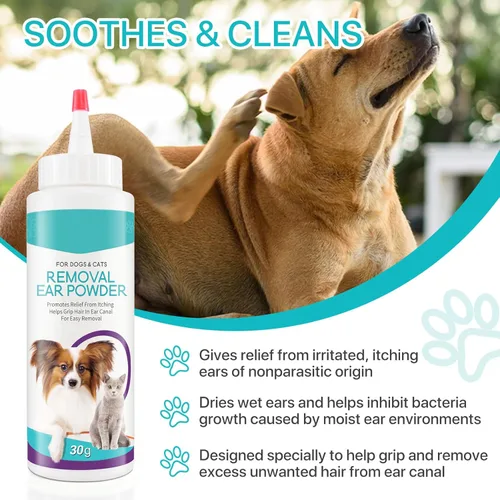 Miniatura 2 de ZIXAOK Limpiador de Orejas para Perros 30g - Polvo para la Remoción de las Orejas para Mascotas, Tratamiento para Infección de Orejas de Perro