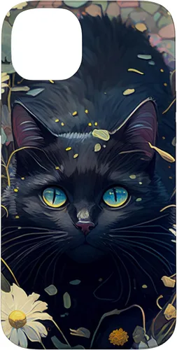 Miniatura 15 de iPhone 16 Cute Black Cat In Botanical Flower Garden Aesthetic Cat Case
