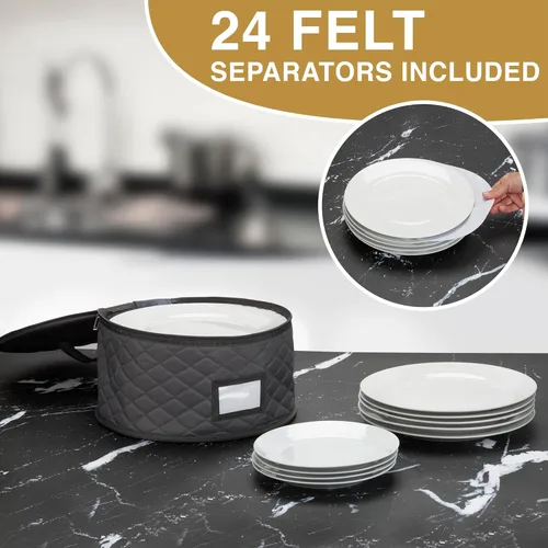Miniatura 5 de Paquete de 2 cajas de almacenamiento de platos pequeños de 6 pulgadas, contenedor de almacenamiento de China, apilable con interior acolchado
