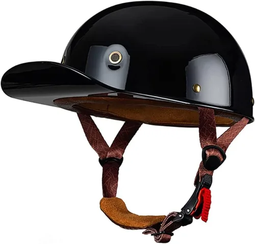 Miniatura 7 de Baseball Motorcycle Helmet DOT Approved Half Helmet German Style Skull Cap Helmet Motorbike Cruiser Scooter Cool Helmet for Men and Women Baseball
