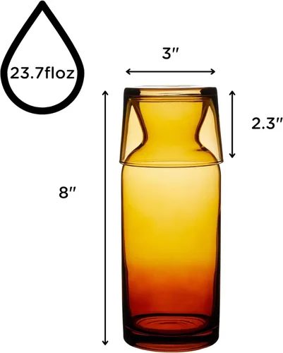 Miniatura 5 de Wrenbury Juego Vintage de Jarra y Vaso para Mesita de Noche - Jarra de Agua para Enjuague Bucal con Vaso para Baño - Decantador Ámbar para Mesita