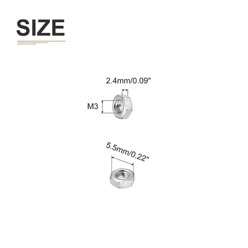 Miniatura 2 de DTGN Tuercas hexagonales M3x0.0.197 in (DxP), paquete de 500, buenas para reparación de garaje en casa, tuercas hexagonales de acero inoxidable 201