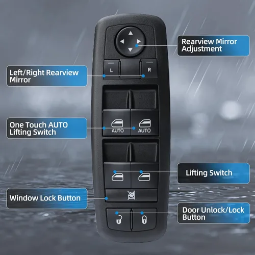 Miniatura 7 de Interruptor de control de ventana eléctrica Lado del conductor delantero 11 pines Compatible con Dodge Durango 2011-2013, Jeep Grand Cherokee