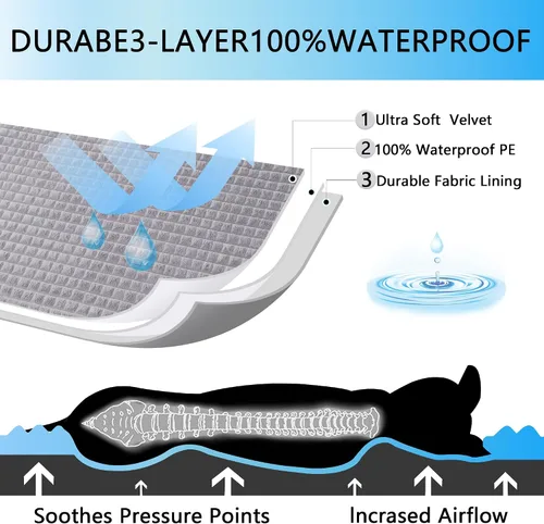 Miniatura 4 de Cama para perro, camas ortopédicas impermeables para perros grandes, medianos y pequeños, almohadilla para jaula de perro con funda extraíble Gris