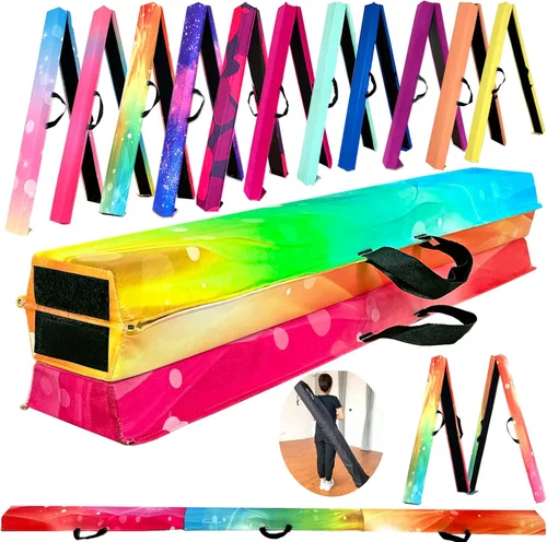 Miniatura 11 de MARFULA Viga de Gimnasia Plegable de 6 PIES / 8 PIES / 9 PIES Viga de Equilibrio de Espuma para Suelo - Extra Firme - Cubierta de Gamuza - Parte