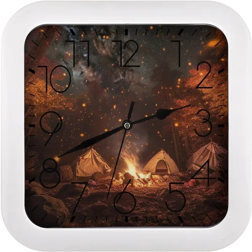 Miniatura 19 de 10" Square Modern Wall Clock,African Mud Cloth Tribal Print Kitchen Clocks Wall Battery Operated,Silent Non Ticking Unique Funny Cute Wall Clock for