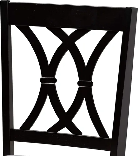 Miniatura 4 de Baxton Studio Petrina - Juego de comedor tapizado de tela gris, madera con acabado marrón expreso, 7 piezas