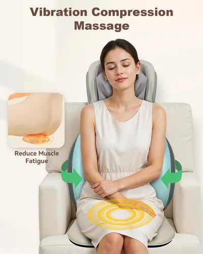Miniatura 3 de Heycool Shiatsu Masajeador de cuello y espalda con calor, almohadilla de masaje mejorada 2025 con ajuste de altura, compresión, vibración