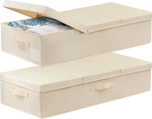 Caja grande de conservación para vestidos de novia, paquete de 2 recipientes de almacenamiento debajo de la cama con tapas y asas, se adapta a