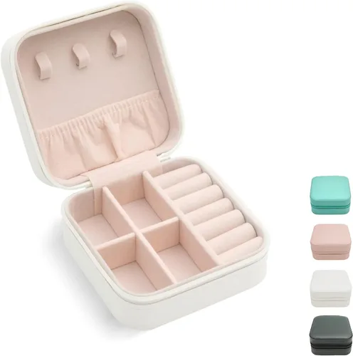TRODANCE Mini estuche de viaje para joyas, organizador de joyas de viaje pequeño, joyero portátil de viaje, mini organizador de almacenamiento, caja